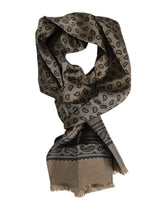 Dolce & Gabbana Brown Printed Neck Warmer Men Foulard Scarf